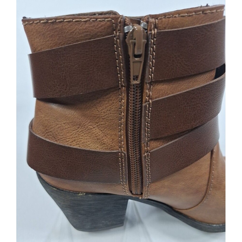 Blowfish Brown Faux Leather Zip-Up Boots Women Size 7.5 Brown Sworn Bootie - Picture 6 of 14